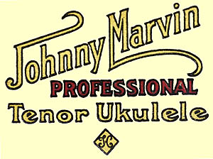 Headstock decal from the Johnny Marvin ukulele manufactured by the Harmony Musical Instruments Company, Chicago, Illinois